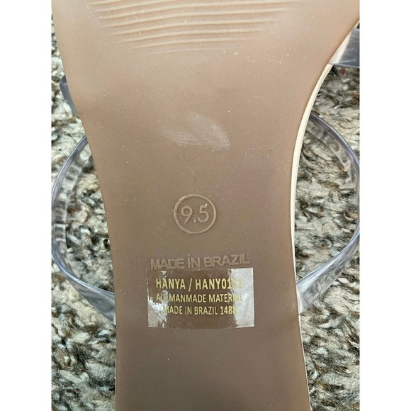 Steve Madden Hanya Block Heel Strappy Neutral Clear Mule Square Toe Sandals 9.5 - Picture 8 of 9